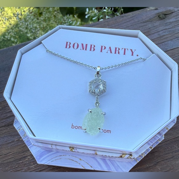 Bomb Party RBP4141 Iceland Dreams Collection Druzy Drop Pendant Necklace - Picture 4 of 5